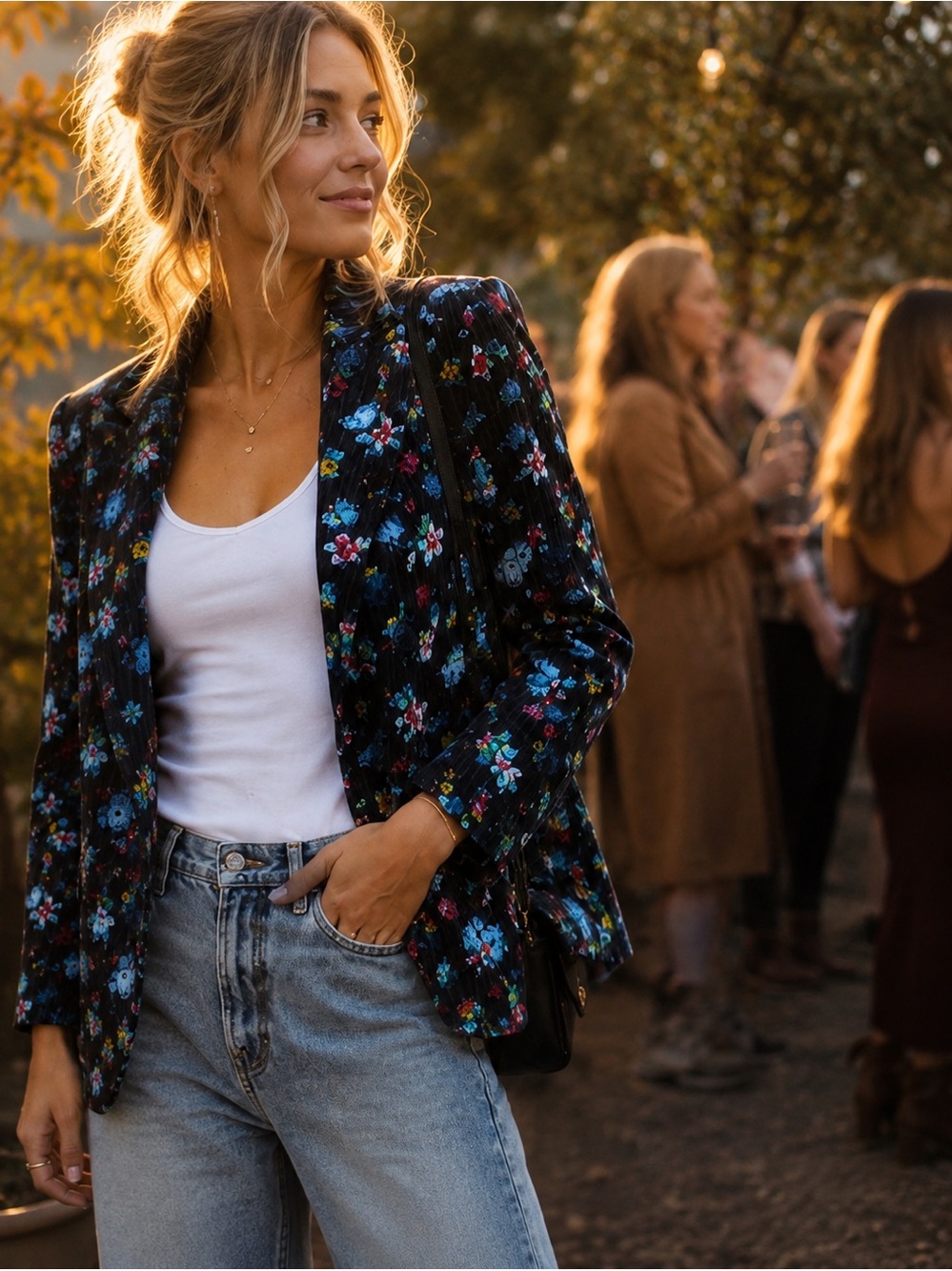 Anthropologie ettitwa floral Velvet blazer-NWT-size 8